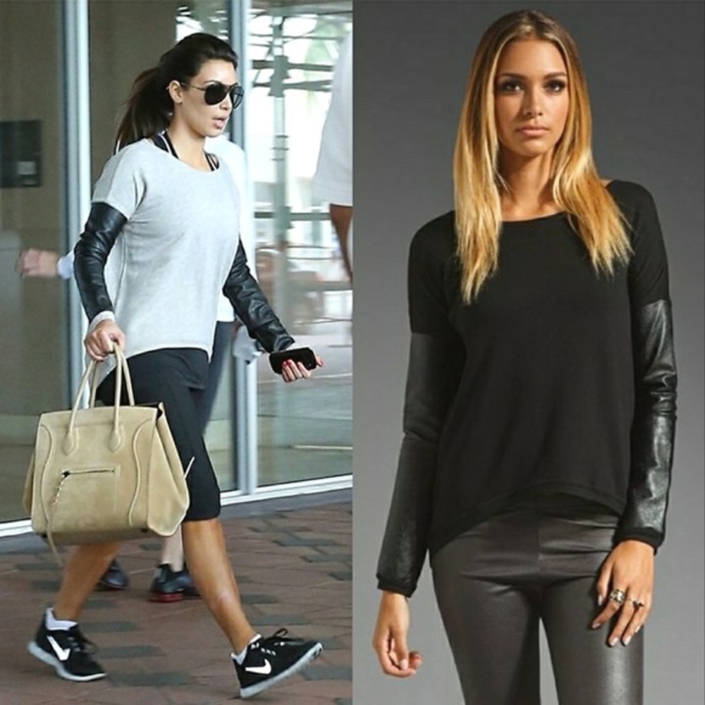 💕HP💕Generation Love Bobo Italian Faux Leather Sleeve Sweatshirt in black